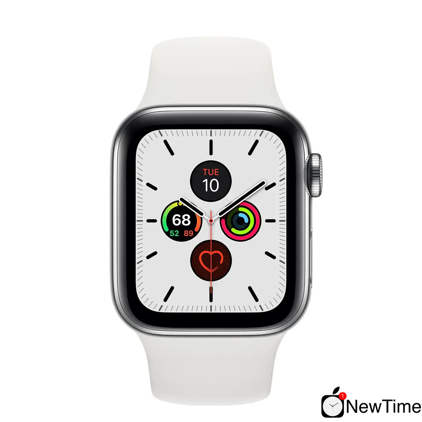 Apple Watch Series 5 GPS + Cellular 40mm Stainless Steel Case with White Sport Band (MWWR2, MWX42)